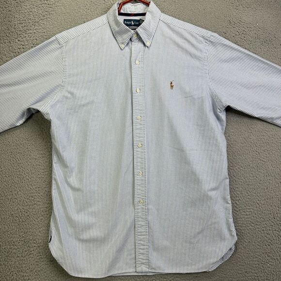 Ralph Lauren Blue and White Striped Casual Button Down Shirt - Picture 2 of 11